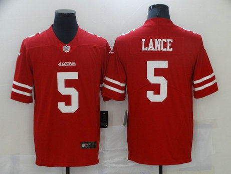 Nike 49ers Trey Lance Red 2021 Draft Vapor Limited Jersey