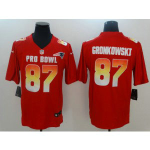 Nike AFC Patriots 87 Rob Gronkowski Red 2019 Pro Bowl Game Men Jersey