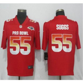 Nike AFC Ravens 55 Terrell Suggs Red 2019 Pro Bowl Game Men Jersey