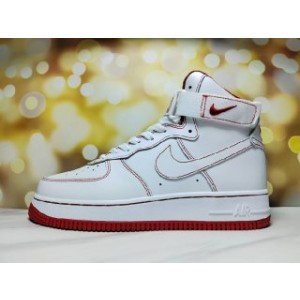 Nike Air Force 1 High Top White_Red Shoes 0242