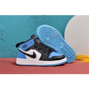 Nike Air Jordan 1 Black White Blue Kids Shoes 155