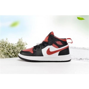 Nike Air Jordan 1 Black White Red Kids Shoes 136