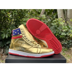 Nike Air Jordan 1 Donald John Trump Gold Shoes