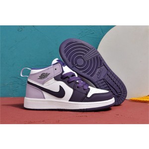 Nike Air Jordan 1 White Purple Kids Shoes 157