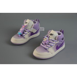 Nike Air Jordan 1 White Purple Kids Shoes