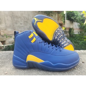 Nike Air Jordan 12 Blue Yellow Shoes