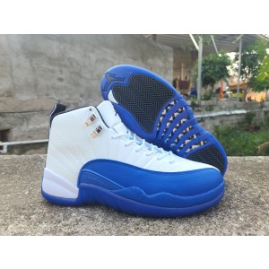 Nike Air Jordan 12 White Blue Shoes