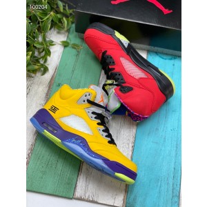 Nike Air Jordan 5 Red Yellow Split Shoes