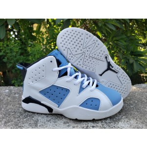 Nike Air Jordan 6 Kids White Blue Shoes