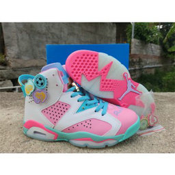 Nike Air Jordan 6 Pink White Blue Shoes 084