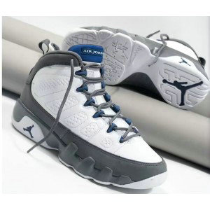 Nike Air Jordan 9 Flint Grey White French Blue-Flint Grey Shoes