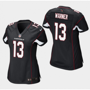 Nike Arizona Cardinals 13 Kurt Warner Black Stitched Women Jersey
