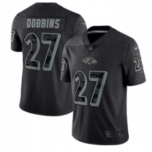Nike Baltimore Ravens 27 J.K. Dobbins Black Reflective Vapor Limited Men Jersey