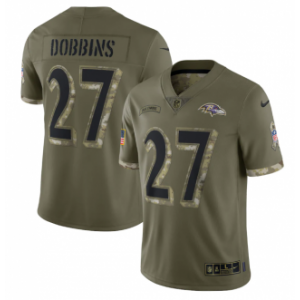 Nike Baltimore Ravens 27 J.K. Dobbins Olive 2022 Salute To Service Limited Men Jersey