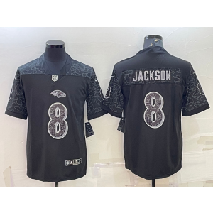 Nike Baltimore Ravens 8 Lamar Jackson Black Reflective Vapor Limited Men Jersey