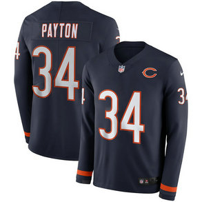 Nike Bears #34 Walter Payton Navy Long Sleeve Limited Jersey