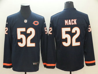Nike Bears #52 Khalil Mack Navy Therma Long Sleeve Jersey