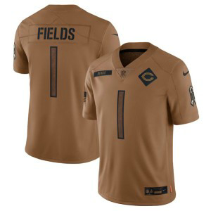 Nike Bears 1 Justin Fields 2023 Brown Salute To Service Limited Men Jersey