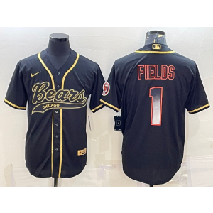 Nike Bears 1 Justin Fields Black Vapor Baseball Limited Men Jersey