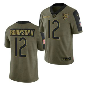 Nike Bears 12 Allen Robinson II 2021 Olive Salute To Service Limited Men Jersey