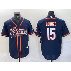 Nike Bears 15 Rome Odunze Blue Vapor Baseball Limited Men Jersey