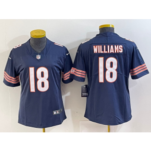 Nike Bears 18 Caleb Williams Blue Vapor Untouchable Limited Women Jersey