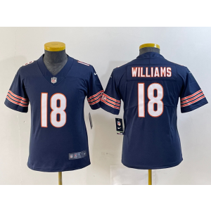 Nike Bears 18 Caleb Williams Blue Vapor Untouchable Limited Youth Jersey