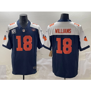 Nike Bears 18 Caleb Williams Navy Thanksgiving Day F.U.S.E. Vapor Limited Men Jersey