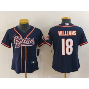 Nike Bears 18 Caleb Williams Navy Vapor Baseball Limited Women Jersey