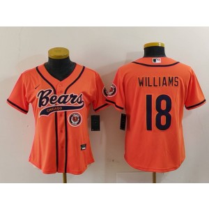 Nike Bears 18 Caleb Williams Orange Vapor Baseball Limited Women Jersey