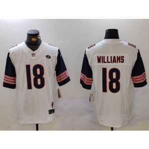 Nike Bears 18 Caleb Williams White Throwback F.U.S.E. Vapor Limited Men Jersey