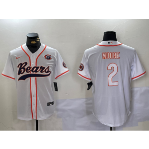 Nike Bears 2 DJ Moore White Vapor Baseball Limited Men Jersey