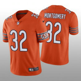 Nike Bears 32 David Montgomery 100th Season Orange Vapor Untouchable Limited Men Jersey