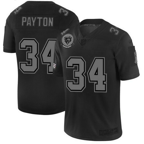 Nike Bears 34 Walter Payton 2019 Black Salute To Service Fashion Limited Jersey