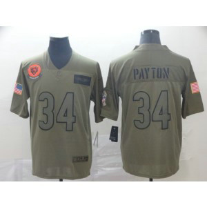 Nike Bears 34 Walter Payton 2019 Olive Salute To Service Limited Men Jersey