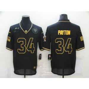 Nike Bears 34 Walter Payton 2020 Black Gold Salute To Service Limited Men Jersey