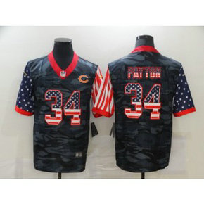 Nike Bears 34 Walter Payton 2020 Camo USA Flag Limited Men Jersey