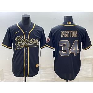 Nike Bears 34 Walter Payton Black Gold Vapor Baseball Limited Men Jersey