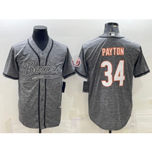 Nike Bears 34 Walter Payton Grey With Patch Vapor Baseball Limited Men Jersey