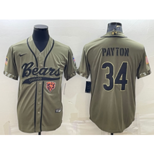 Nike Bears 34 Walter Payton Olive 2022 Salute To Service Baseball Limited Men Jersey