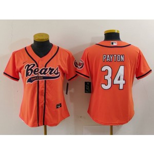 Nike Bears 34 Walter Payton Orange Vapor Baseball Limited Women Jersey