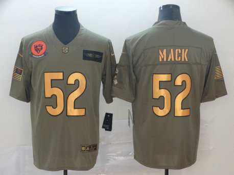 Nike Bears 52 Khalil Mack 2019 Olive Gold Salute To Service Limited Jersey