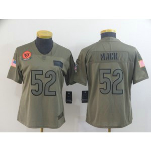Nike Bears 52 Khalil Mack 2019 Olive Salute To Service Limited Women Jersey(Run Small)