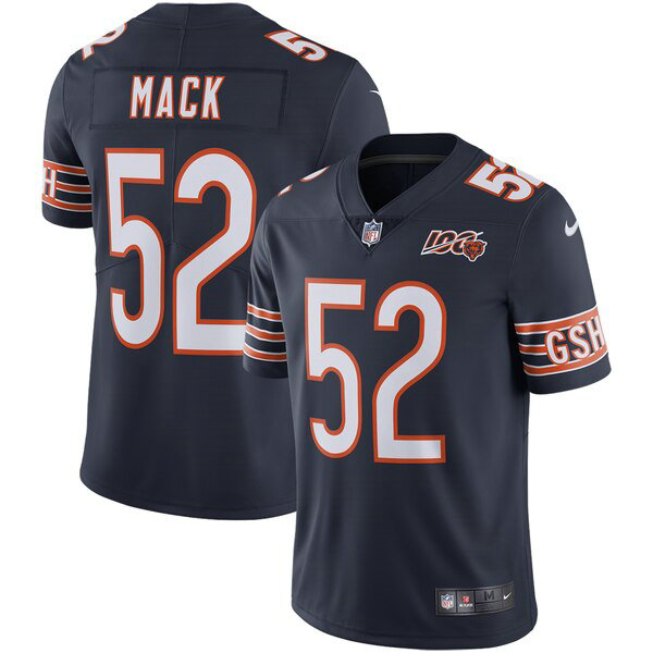 Nike Bears 52 Khalil Mack Navy White Alternate Men's Stitched Football Vapor Untouchable Limited 100th Season Jersey
