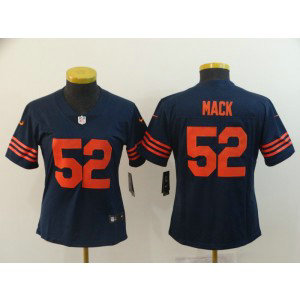 Nike Bears 52 Khalil Mack Vapor Untouchable Navy With Orange Number Limited Women Jersey