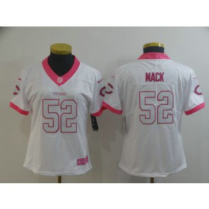Nike Bears 52 Khalil Mack White Pink Rush Limited Women Jersey