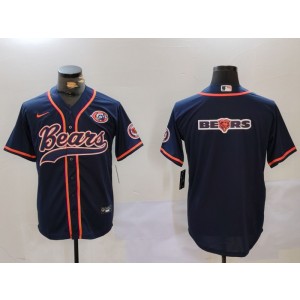 Nike Bears Blank Navy Vapor Baseball Logo Limited Men Jersey