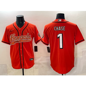 Nike Bengals 1 Chase Orange Baseball Vapor Limited Men Jersey