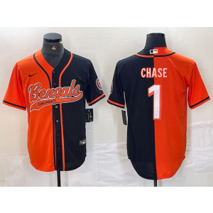 Nike Bengals 1 Chase Orange Black Split Vapor Baseball Limited Men Jersey
