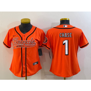 Nike Bengals 1 Ja'Marr Chase Orange Vapor Baseball Limited Women Jersey